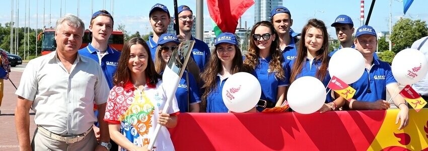 On 18 June, 2019, the specialists of OJSC “AGAT – Control Systems” took part in greeting of the torch relay “Flame of Peace”, which was held on Independence Avenue 